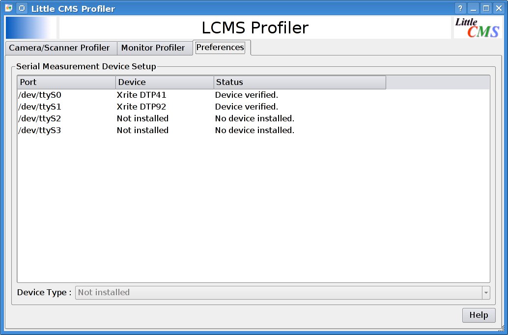 List of detected calibration devices