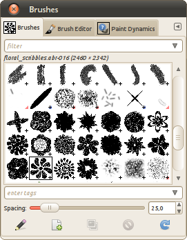 A list of Photoshop brushes from a single ABR file