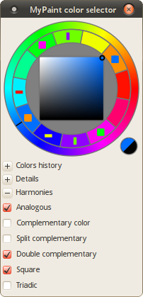 Harmonies in MyPaint&rsquo;s selector