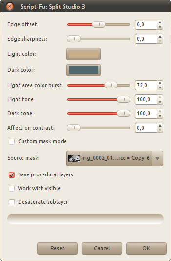 Split Studio dialog