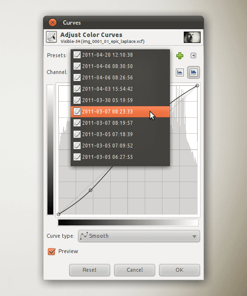 Curves presets list gets bloated all by itself