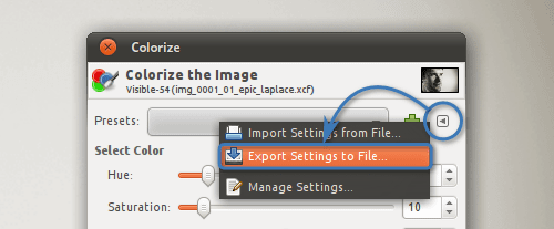 gimp photoshop export settings