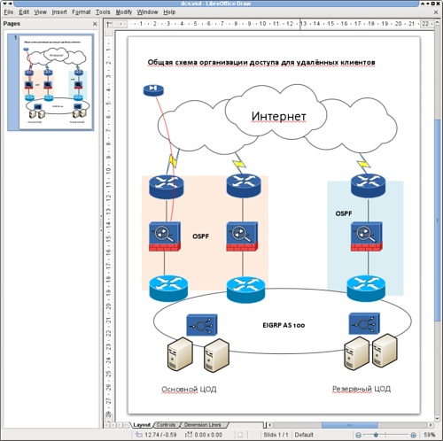 Network diagram converted to ODG