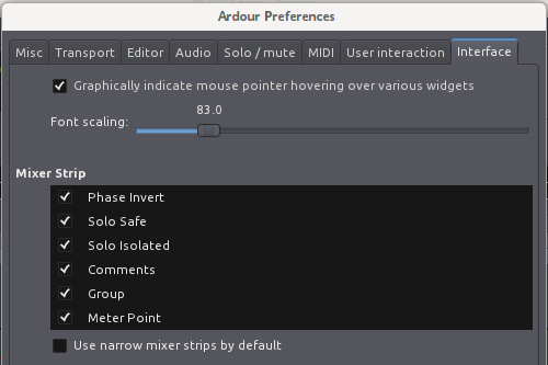 Customizable mixer strips in Ardour