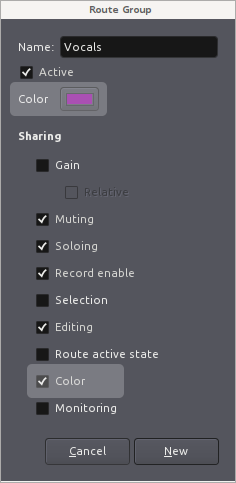 Colors for routing groups