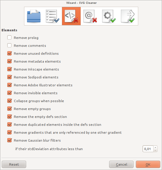 Elements cleanup options