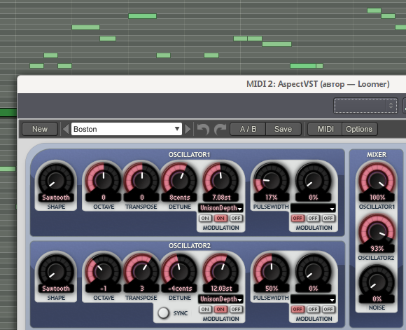 Loomer Aspect VST loaded to Ardour 3