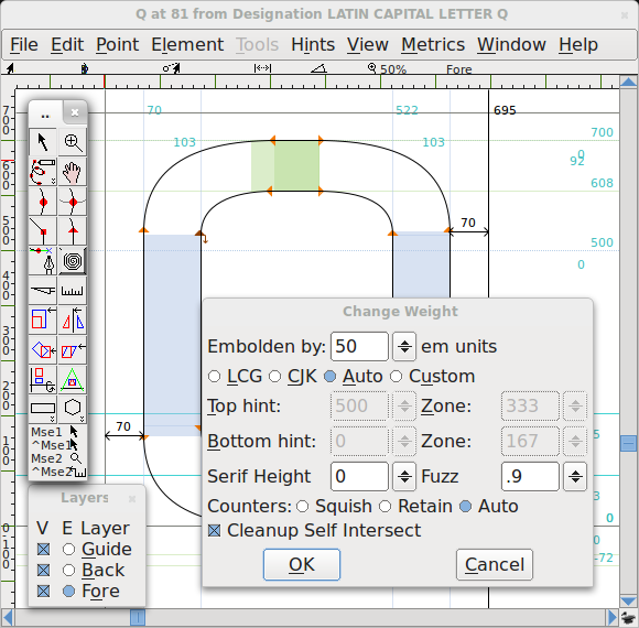 setting up reference photo in fontforge