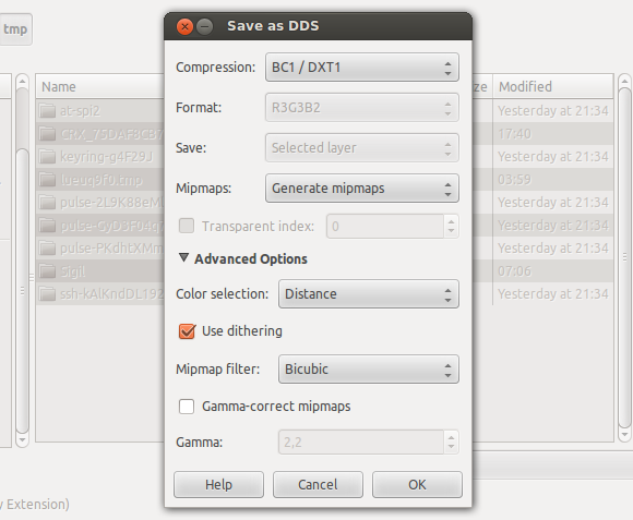 DDS exporting options