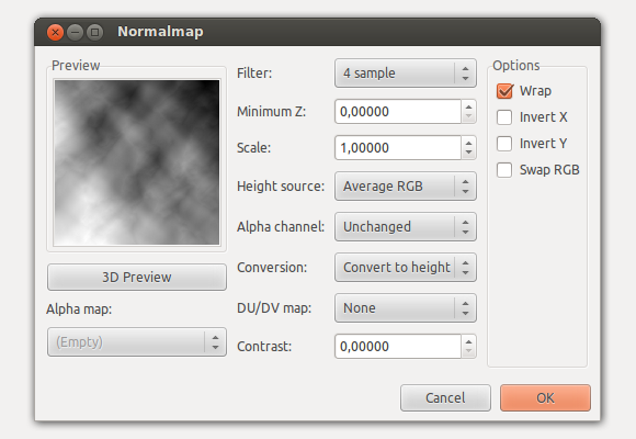 GIMP Normalmap plug-in, 2D view