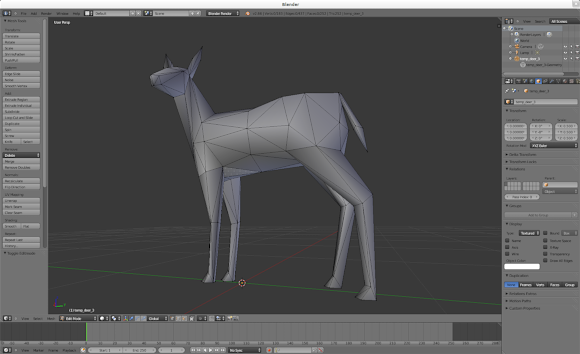 Deer model from 0 A.D. opened in Blender