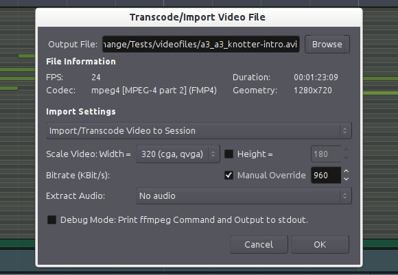 Importing video to Ardour 3.2