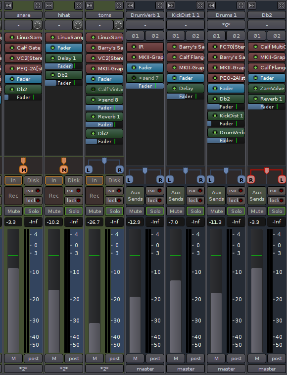 Mixing and processing drums in Ardour 3