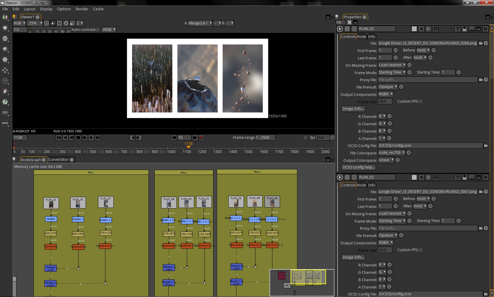 Compositing a sequence from Le Désert Du Sonora in Natron