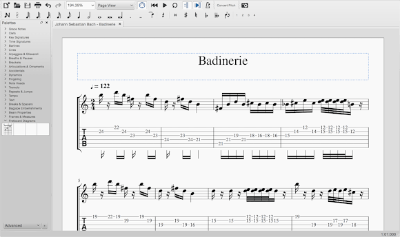 Guitar tabs in MuseScore 2.0