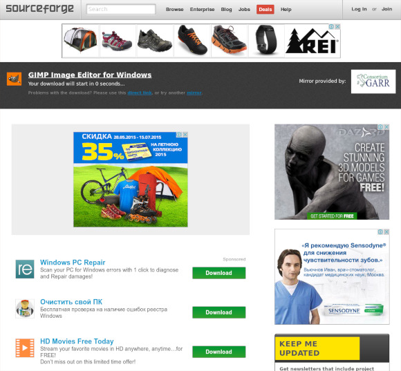 Ads on SourceForge