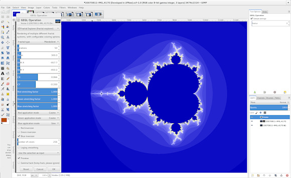 Automatically generated UI for Fractal Explorer port on a 1920x1280 display