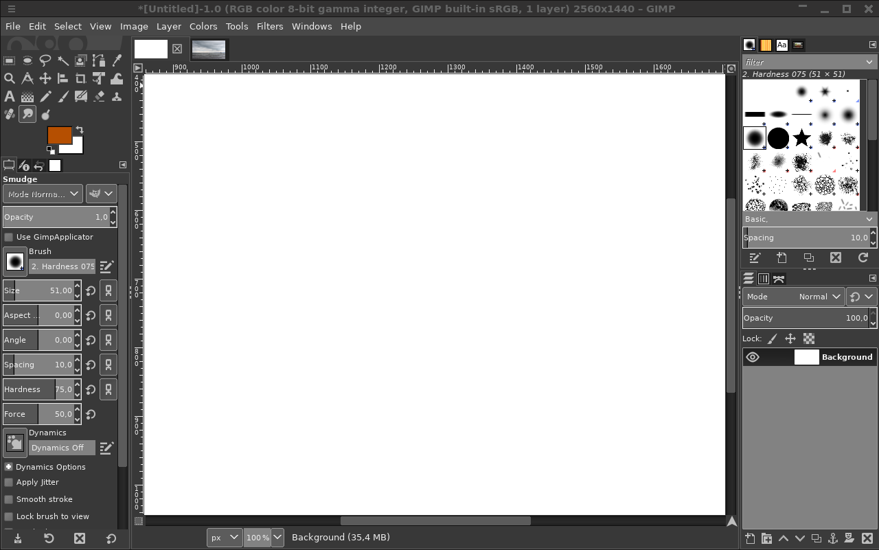 Default GIMP windows layout