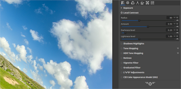 Local contrast tool in RawTherapee 5.4