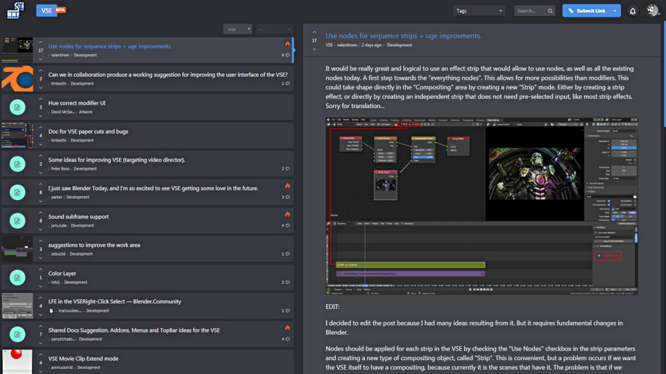 VSE section on blender.community