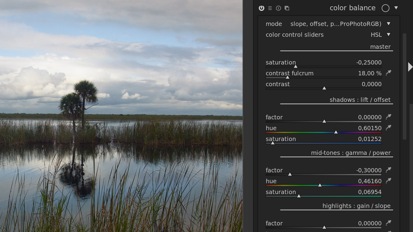 new color balance filter in darktable