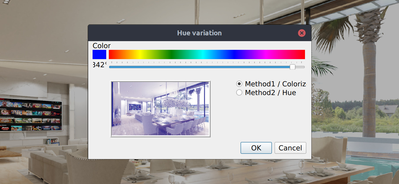 PhotoFlare 1.5.x Hue Variation dialog