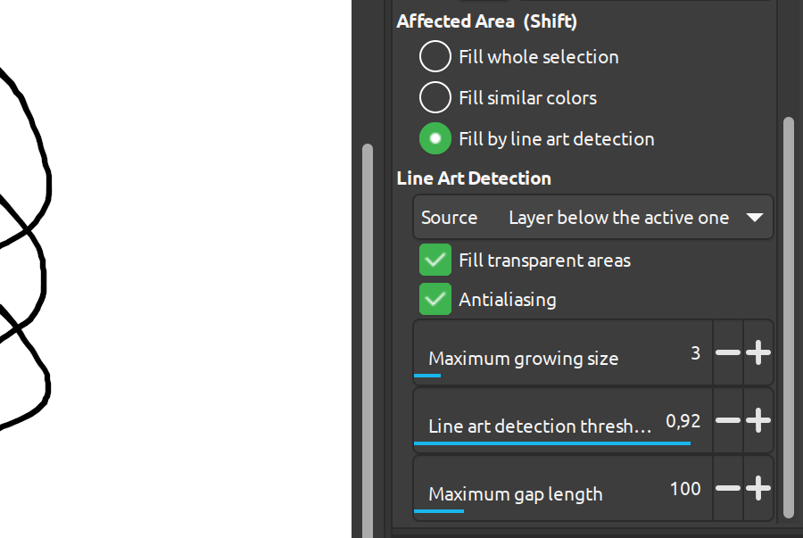 Line Art detection options in GIMP 2.99.1