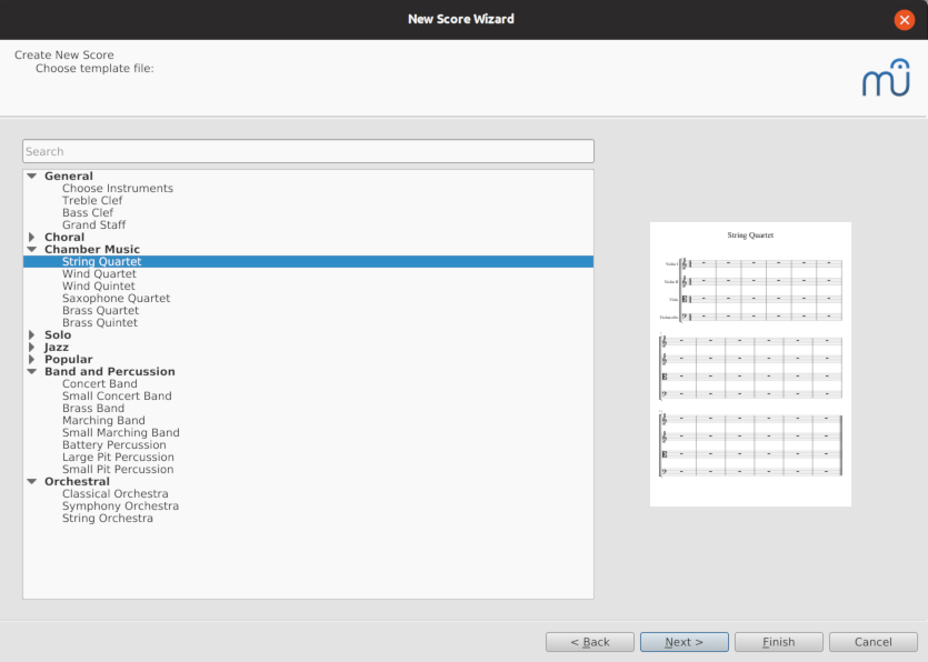 New Score wizard in MuseScore 3.0.1