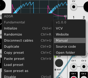 VCV Rack, right-click menu