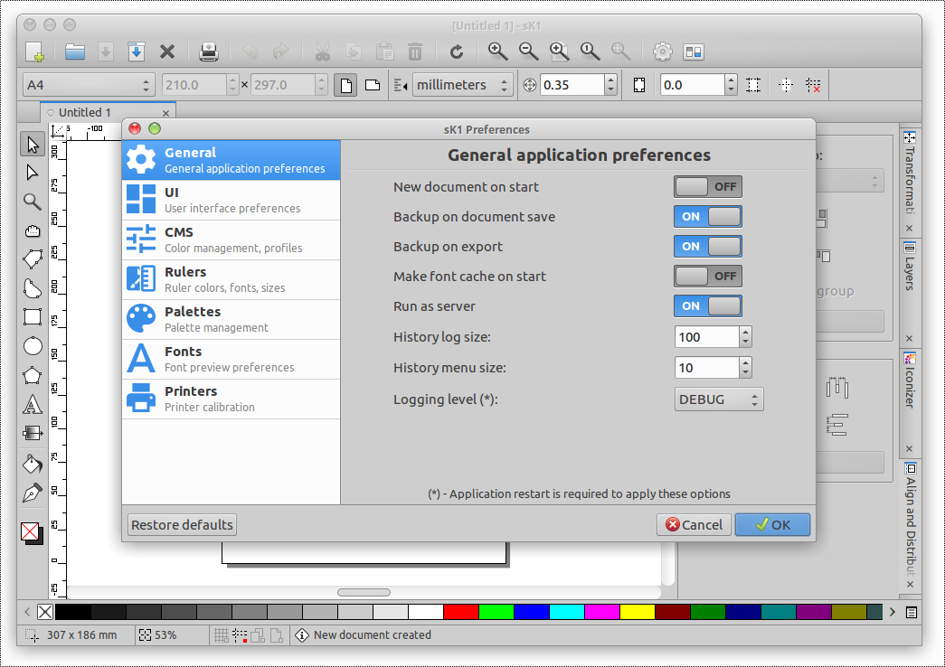 sK1 new preferences