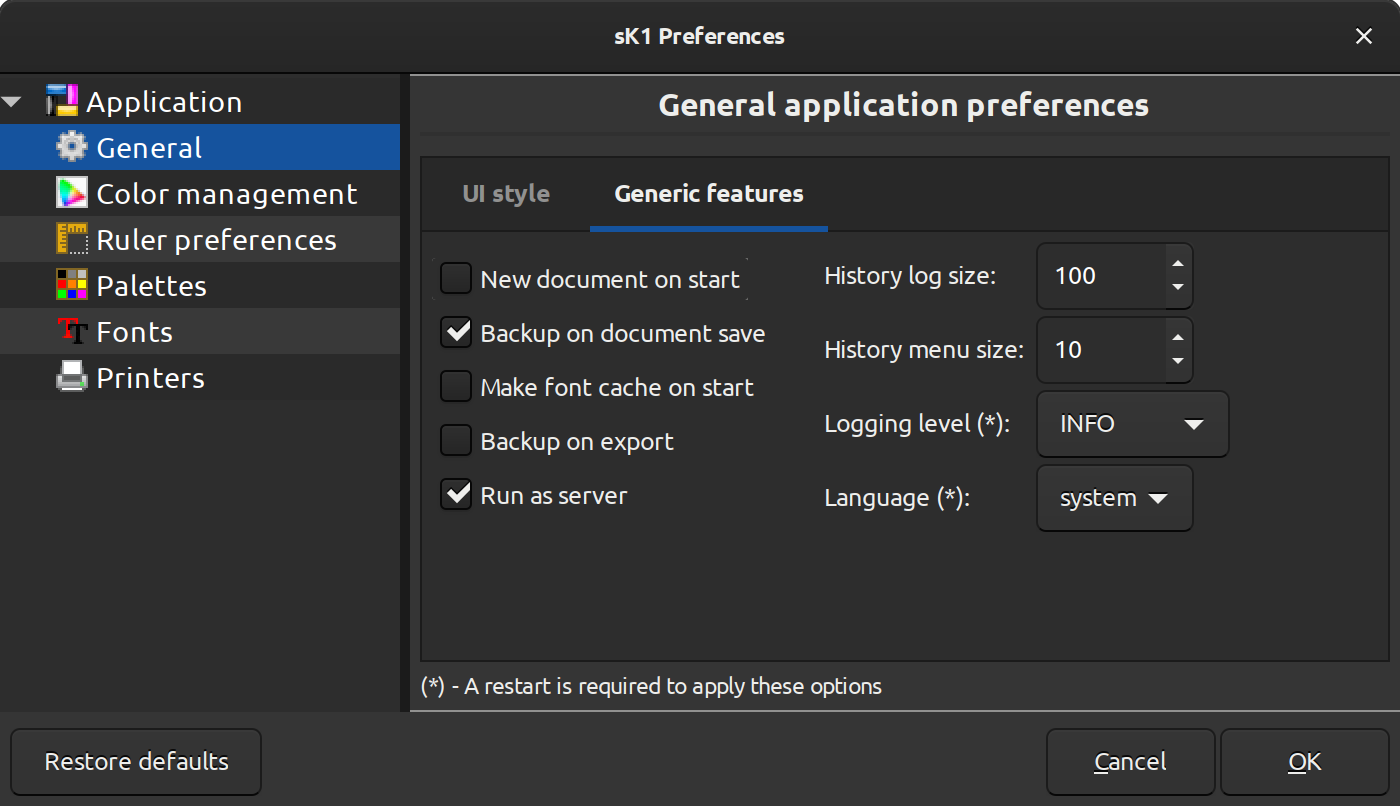 sK1 old preferences