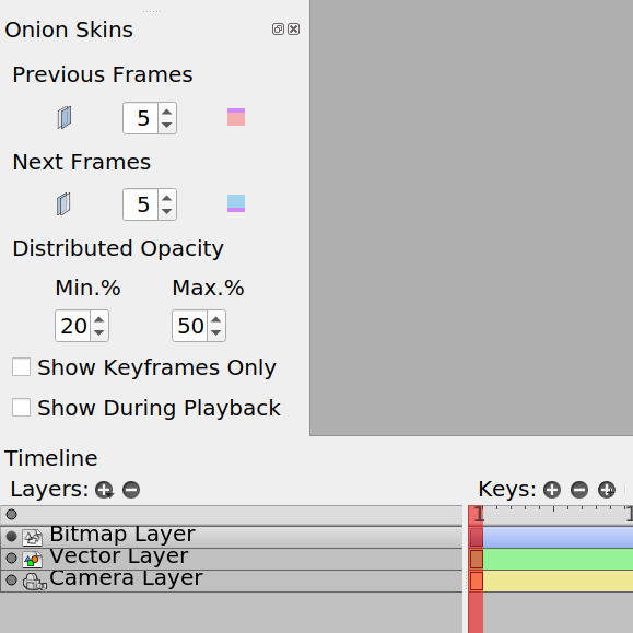 New onion skin panel for Pencil 2D