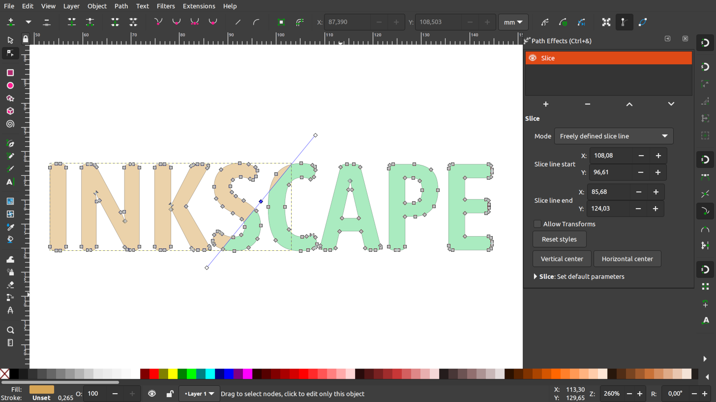 Slice LPE in Inkscape