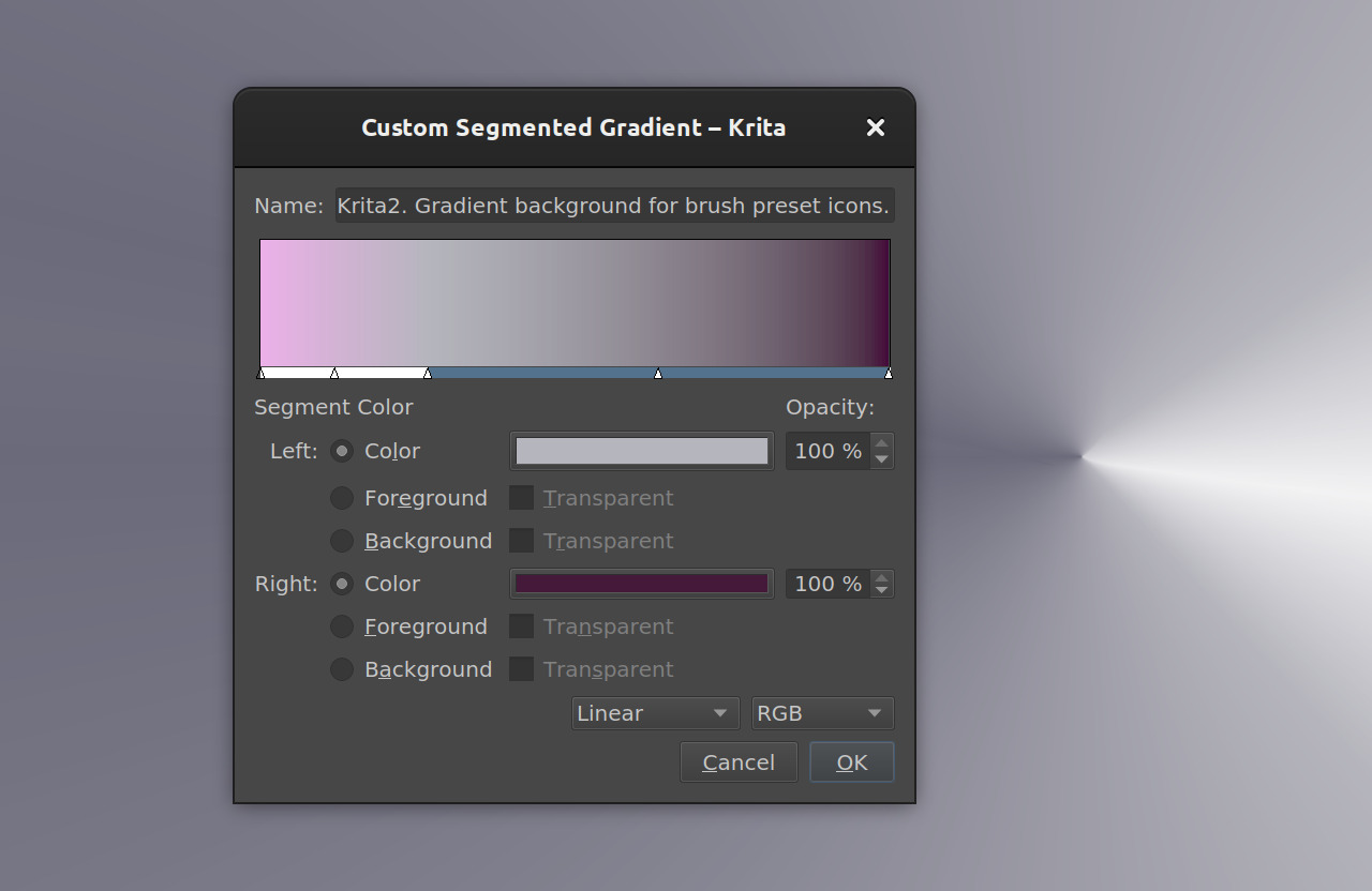 New gradient editor in Krita