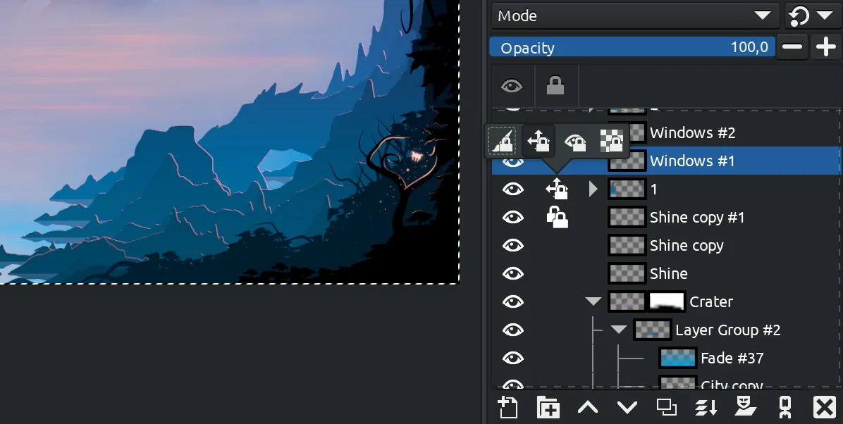 GIMP lock menu