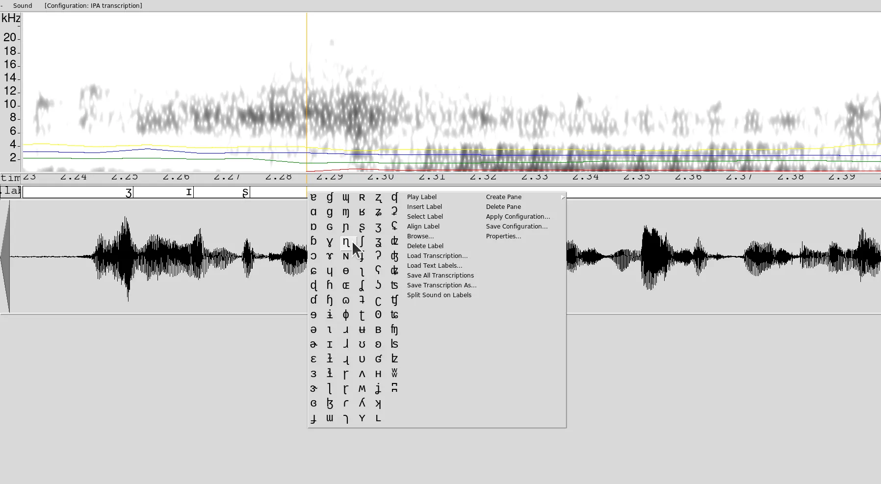 Transcription in WaveSurfer