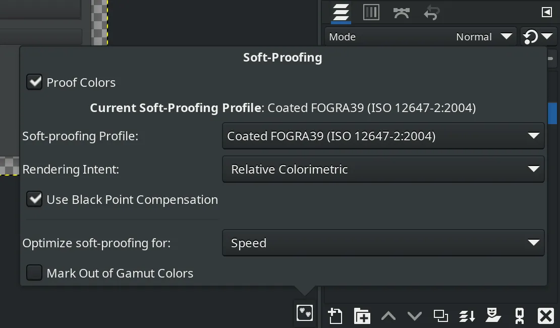 Soft-proofing toggle