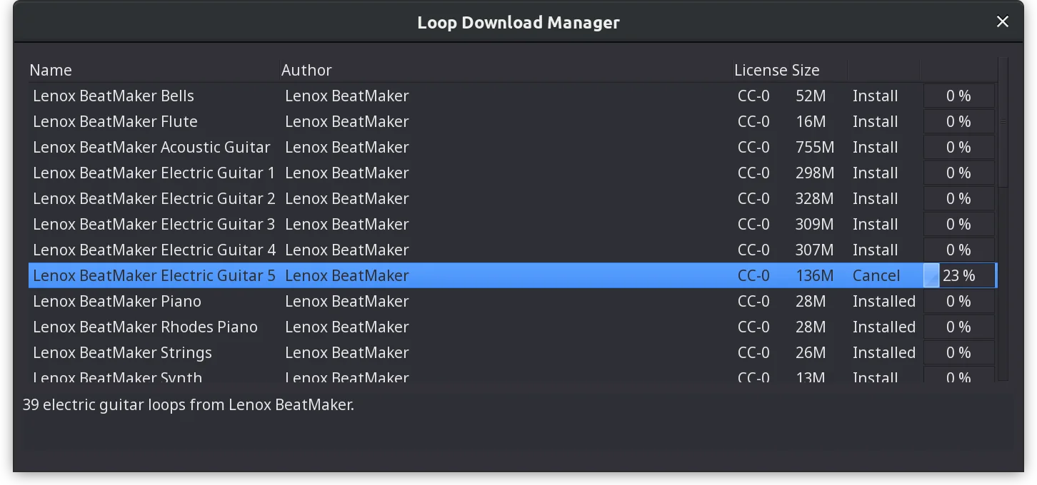 Loop download manager in Ardour 7.0