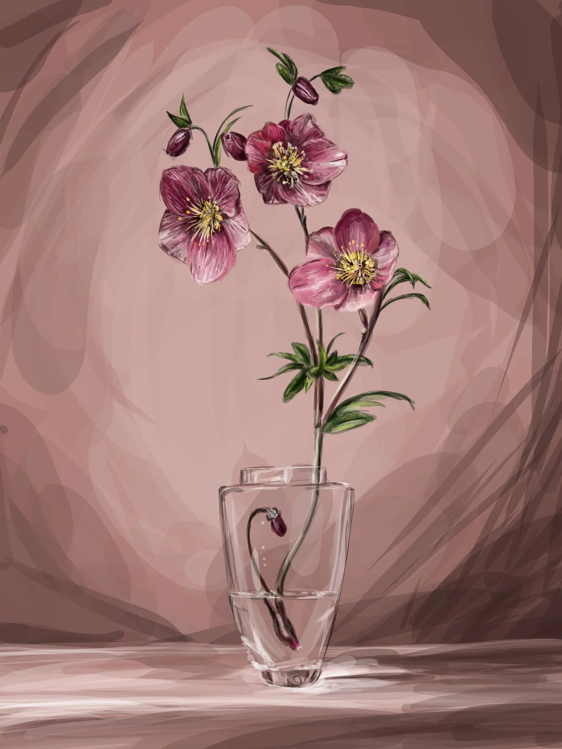 Wenentro, a color study of flowers, Krita