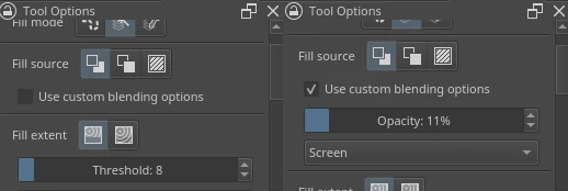 Fill tool options