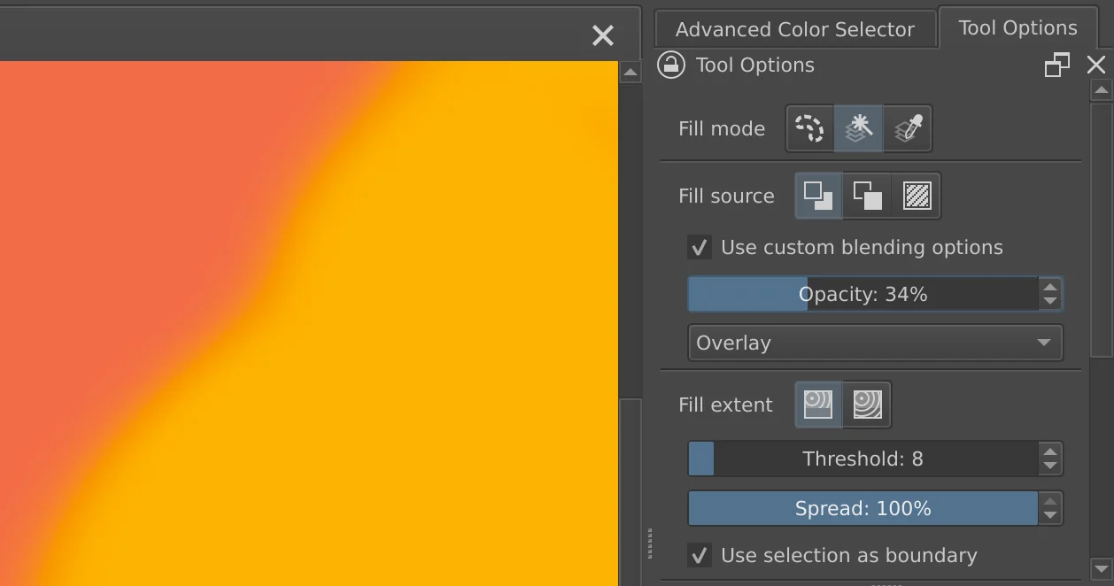 Custom opacity and blend mode in Krita