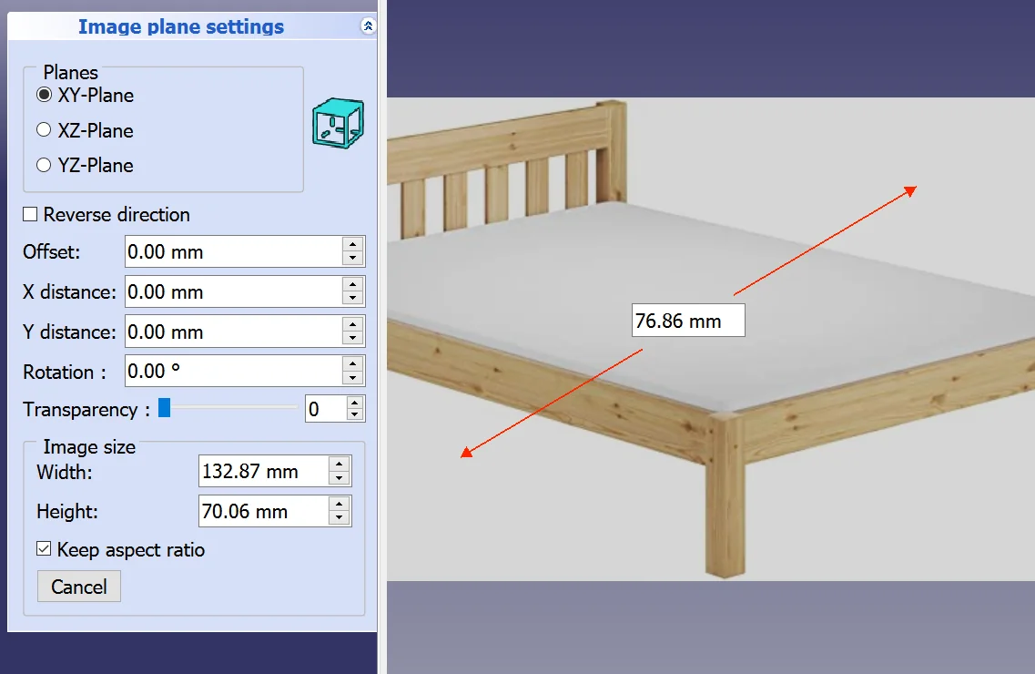 Image Plane Settings in FreeCAD