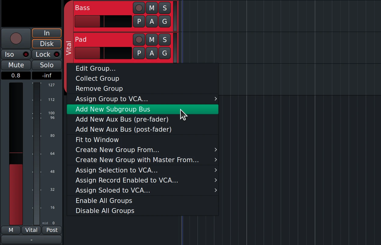 MIDI Subgroup Bus in Ardour