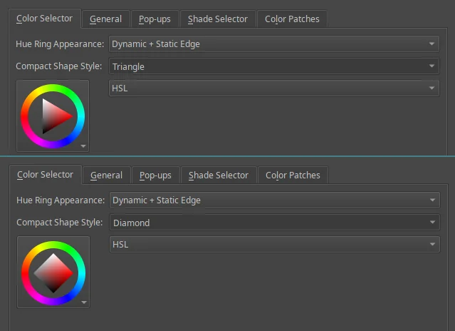 Enhanced wide gamut color selector