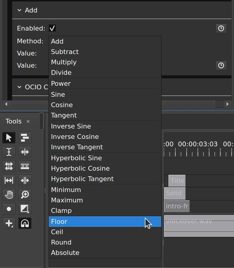 New math node options in Olive