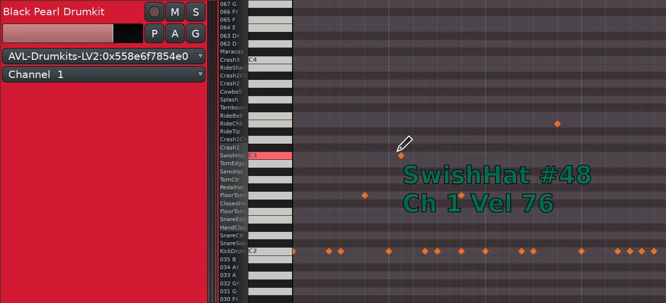 New MIDI track header in Ardour