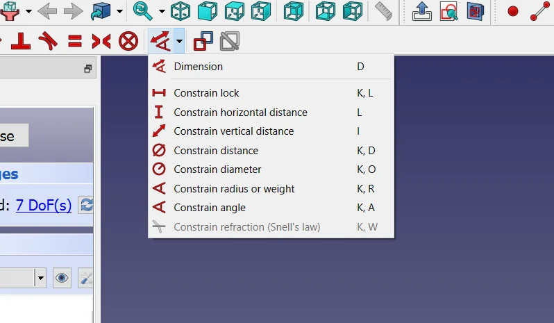 Contextual constraints dropdown list