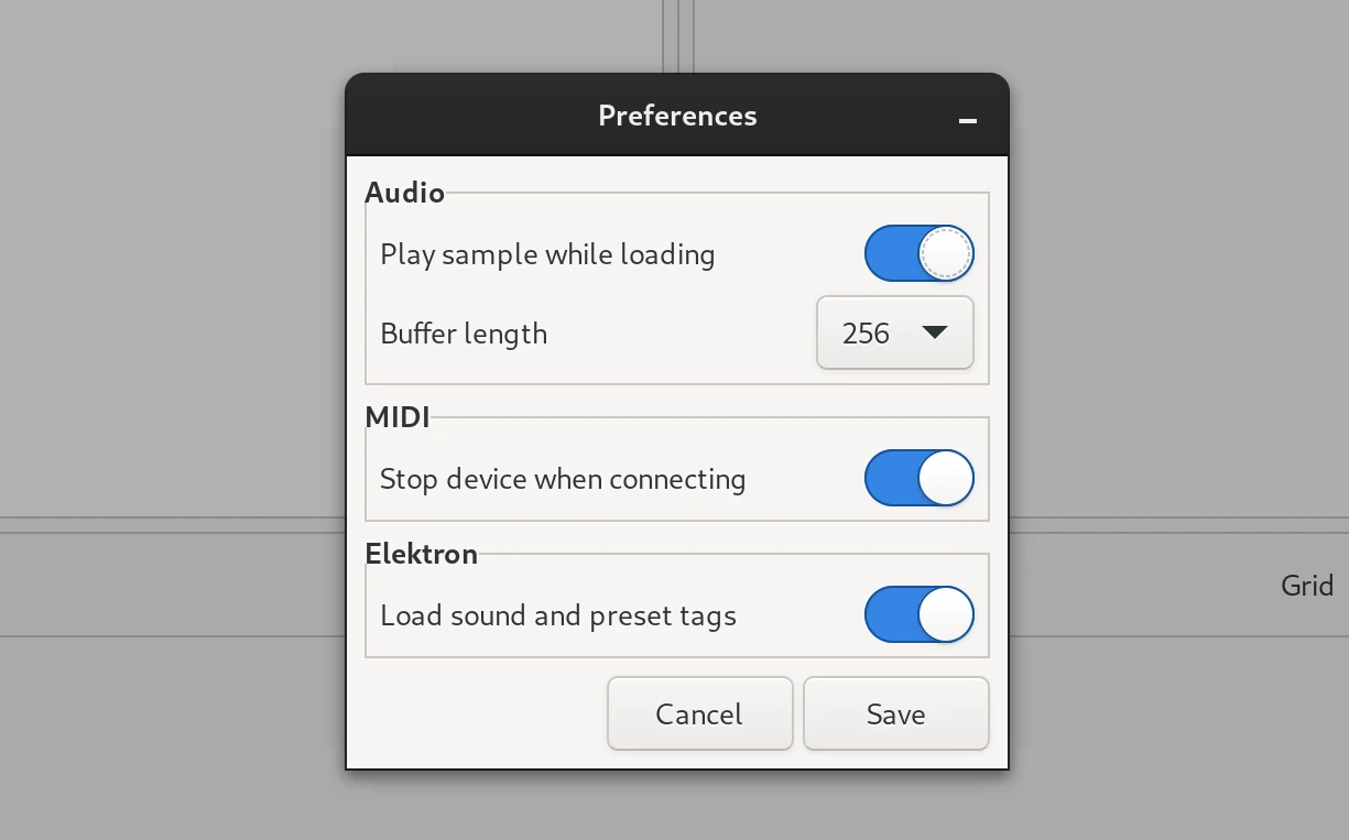 Elektroid 3.1. Preferences