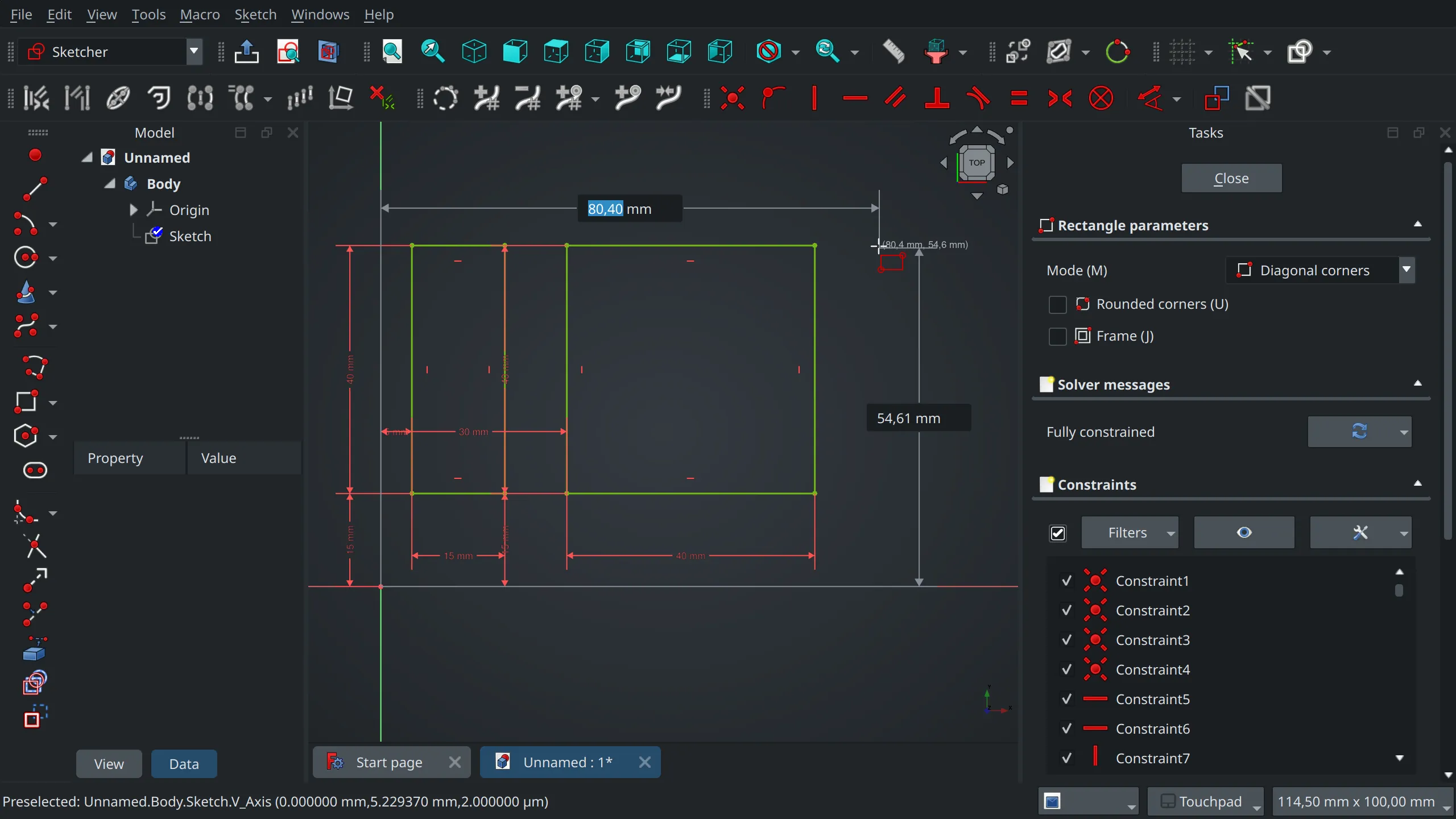 Floating input widgets in Sketcher