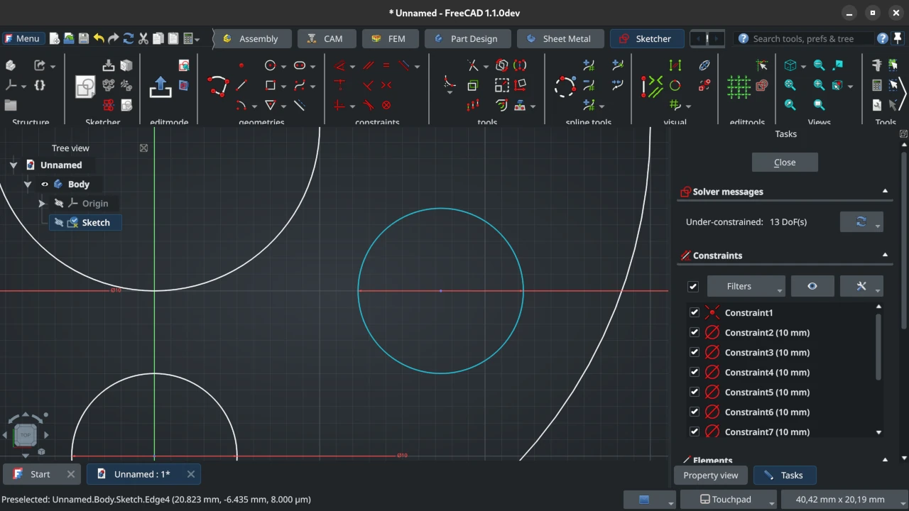 Ribbon UI addon for FreeCAD in action